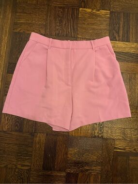 Abercrombie & Fitch Pink High-Waist Tailored Shorts
